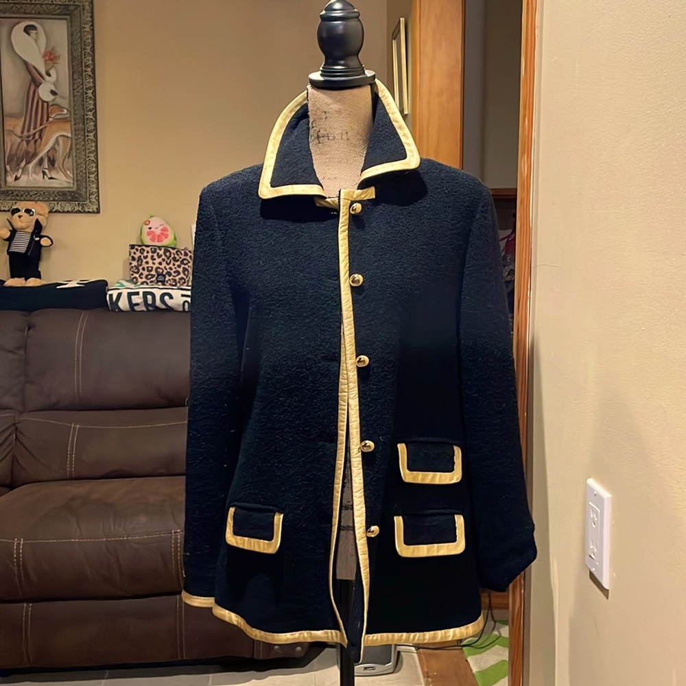 Vintage black tweed with gold trim jacket